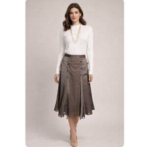 Chagall Women's Panelled Midi A-Line Skirt Lace Velvet Ribbon Accents Size 12